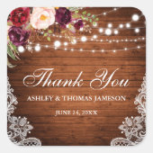 素朴のウッドラ結婚イツレースフローラありがとうB スクエアシール (正面)