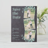 素朴のカスタム結婚石板写真コラージュ セーブザデート (スタンド正面)