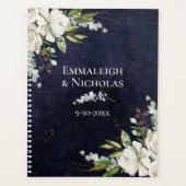 素朴のシ結婚ックフローラネイビーブルー プランナー手帳 (正面)