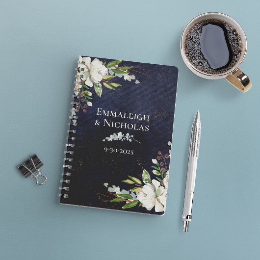 素朴のシ結婚ックフローラネイビーブルー プランナー手帳