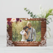 素朴のレース結婚ブルゴーニュのフローラ日付を保存 セーブザデート (スタンド正面)