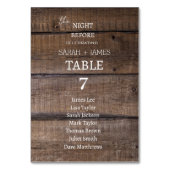 素朴の座席表の前の結婚夜を納屋 テーブルナンバー (裏面)