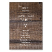 素朴の座席表の前の結婚夜を納屋 テーブルナンバー (正面)