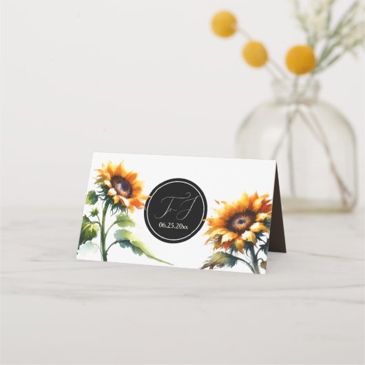 素朴の座席表、エスコート結婚カード、ひまわり プレイスカード (裏面)