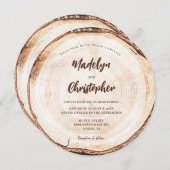 素朴の手結婚打ち台本ウッドカットスライス 招待状 (正面/裏面)