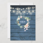 素朴の木のフローラストリングライト結婚モノグラム 招待状 (裏面)