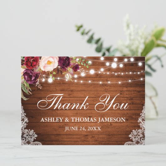 素朴の木のフローララ結婚イットレース感謝してい サンキューカード (スタンド正面)