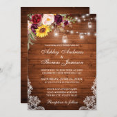 素朴の木のラ結婚イトジャースレース混合フローラ 招待状 (正面/裏面)