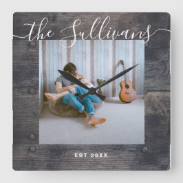 素朴の木の文字壁掛け スクエア壁時計