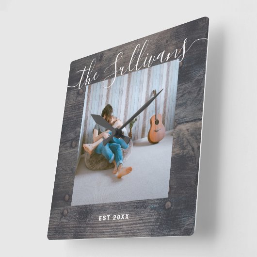 素朴の木の文字壁掛け スクエア壁時計 (傾斜)