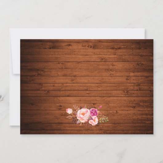 素朴の木結婚のピンクのフローラの瓶ライトレース サンキューカード (裏面)