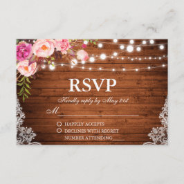素朴の木結婚材フローラライトレースRSVP 出欠カード