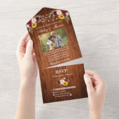 素朴の木結婚材フローラライト写真 オールインワン招待状 (貼ってはがせる)