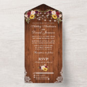 素朴の混結婚合フローラの木のレースのライトすべて オールインワン招待状 (内側)