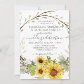 素朴の結婚ひまわりフローラリース水彩 招待状 (正面)