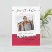 素朴の結婚アドベンチャー写真日付を保存 招待状 (スタンド正面)