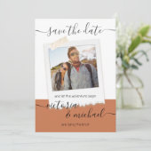 素朴の結婚アドベンチャー写真日付を保存 招待状 (スタンド正面)