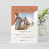 素朴の結婚アドベンチャー写真日付を保存 招待状 (スタンド正面)