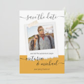 素朴の結婚アドベンチャー写真日付を保存 招待状 (スタンド正面)