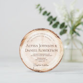 素朴の結婚ウッドカットWIth QRコードのウェブサイト 招待状 (スタンド正面)