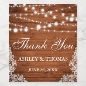 素朴の結婚ウッドレースのストリングライト ワインラベル (シングルラベル)