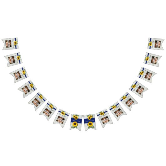 素朴の結婚ゴールデンひまわりブルーグレーの木 バンティングフラッグ (全)