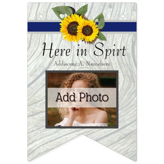 素朴の結婚ゴールデンひまわりブルーグレーの木 バンティングフラッグ (第1の旗)