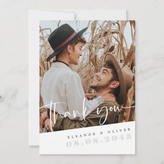 素朴の結婚サンキューカードと写真カスタムの比較 サンキューカード (正面)