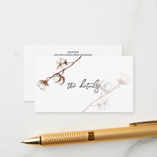 素朴の結婚トレンディー綿花情報詳細 エンクロージャーカード (正面/裏面インサイチュ)