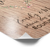 素朴の結婚ハッシュタグ記号 – 木材ハートフローラ フォトプリント            (角)