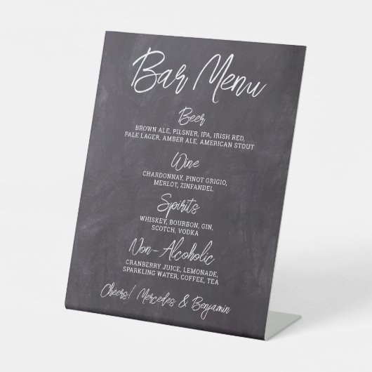 素朴の結婚バーパーソナライズされたドリンク 台座サイン (正面)