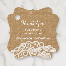 素朴の結婚バーラップレースありがとう フェイバータグ