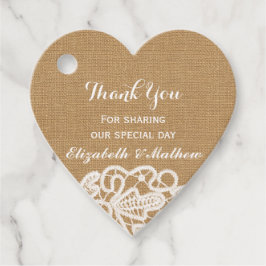 素朴の結婚バーラップレースありがとう フェイバータグ