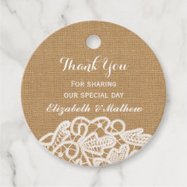 素朴の結婚バーラップレースありがとう フェイバータグ