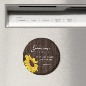 素朴の結婚ヒマワリのデザイン マグネット (インサイチュ (食洗機))