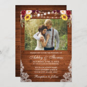 素朴の結婚フローラライトレース写真 招待状 (正面/裏面)