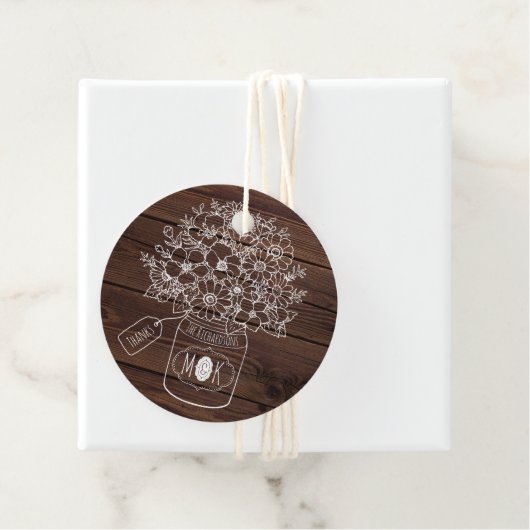 素朴の結婚メイソンの瓶ワイルドフラワーブーケウッド フェイバータグ (インサイチュ)