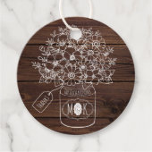 素朴の結婚メイソンの瓶ワイルドフラワーブーケウッド フェイバータグ (正面)