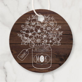 素朴の結婚メイソンの瓶ワイルドフラワーブーケウッド フェイバータグ