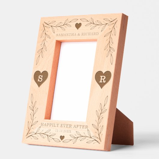 素朴の結婚写真名前をカスタムするモノグラムの レーザー彫刻フレーム (左)