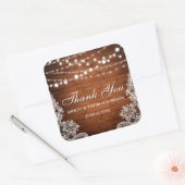 素朴の結婚木の弦のライトレースありがとう スクエアシール (封筒)