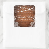 素朴の結婚木の弦のライトレースありがとう スクエアシール (バッグ)