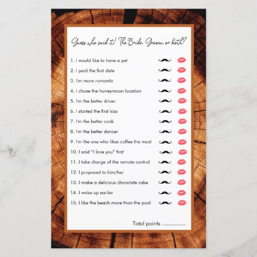 素朴の結婚木の推測ブライダルシャワーゲーム (正面)