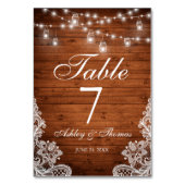 素朴の結婚木の瓶のライトレース テーブルナンバー (裏面)