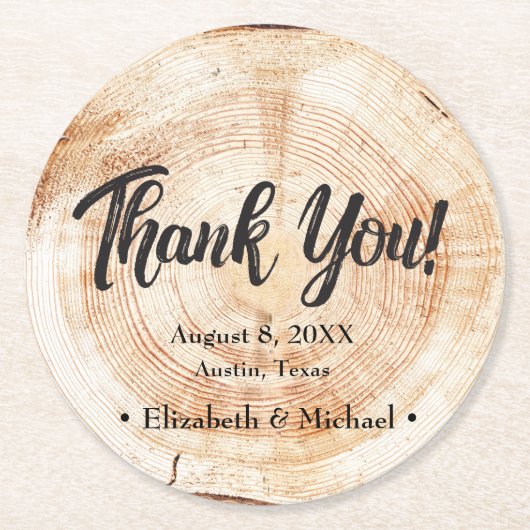 素朴の結婚木切りご苦労 ラウンドペーパーコースター (正面)