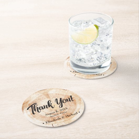 素朴の結婚木材カットありがとう磁石 ラウンドペーパーコースター (インサイチュ)