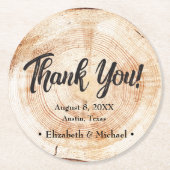 素朴の結婚木材カットありがとう磁石 ラウンドペーパーコースター (正面)