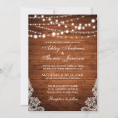 素朴の結婚木製ストリングライトレース招待状PB 招待状 (正面)