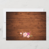 素朴の結婚木製ピンクのフローラライトレース感謝してい サンキューカード (裏面)