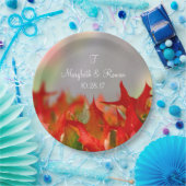 素朴の結婚紅葉名モノグラム秋 ペーパープレート (パーティー)